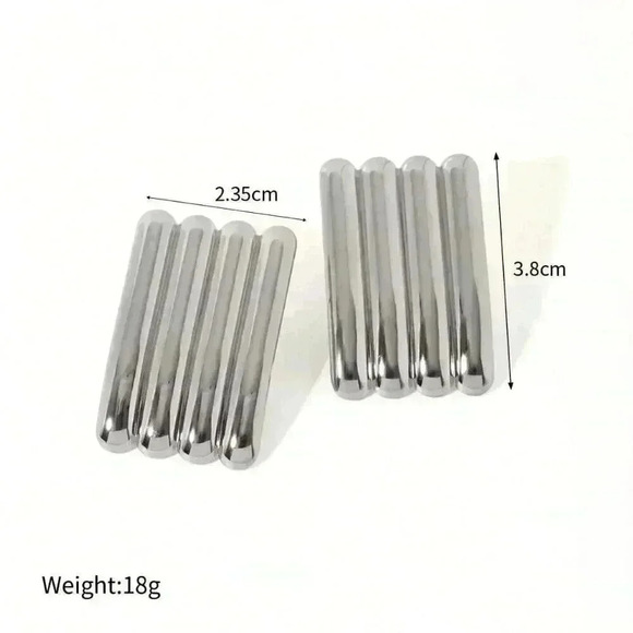 Preppy Women's 1 Pair Vintage Waterproof Stainless Steel Ribbed Earrings - Picture 8 of 9